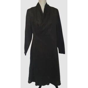 Soft Surroundings Linen Wrap Dress/ Long Coat Black Lagenlook Artsy Boho Gipsy S